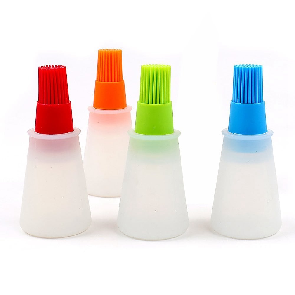 Silicone Barbecue Brush High Temperature Oil Brushs Baking Tools Barbecues Oils Bottle Sweeping Kitchen Utensils- Orange
