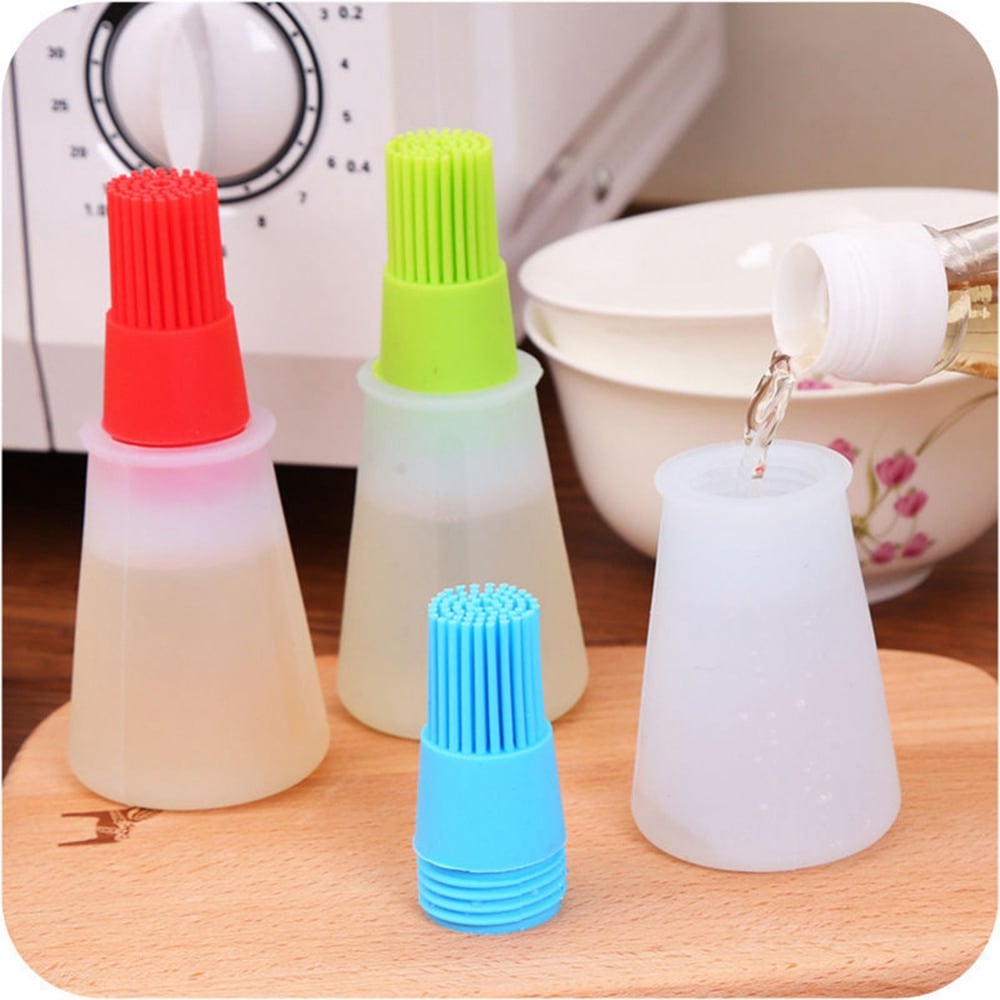 Silicone Barbecue Brush High Temperature Oil Brushs Baking Tools Barbecues Oils Bottle Sweeping Kitchen Utensils- Orange