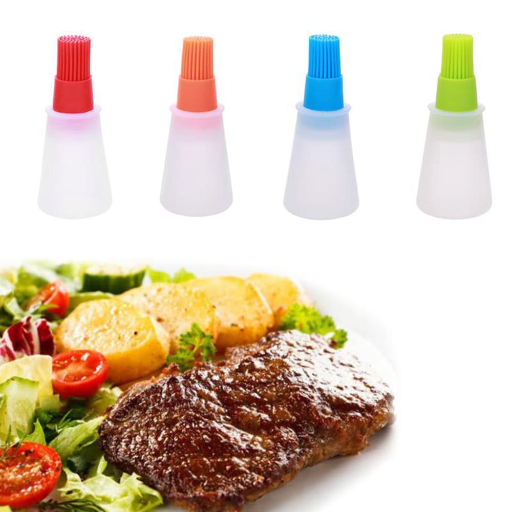 Silicone Barbecue Brush High Temperature Oil Brushs Baking Tools Barbecues Oils Bottle Sweeping Kitchen Utensils- Orange