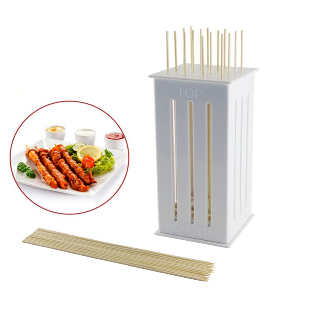 Skewers Food Slicer Kebab Maker Box Kit BBQ Grill Accessories Tool- White