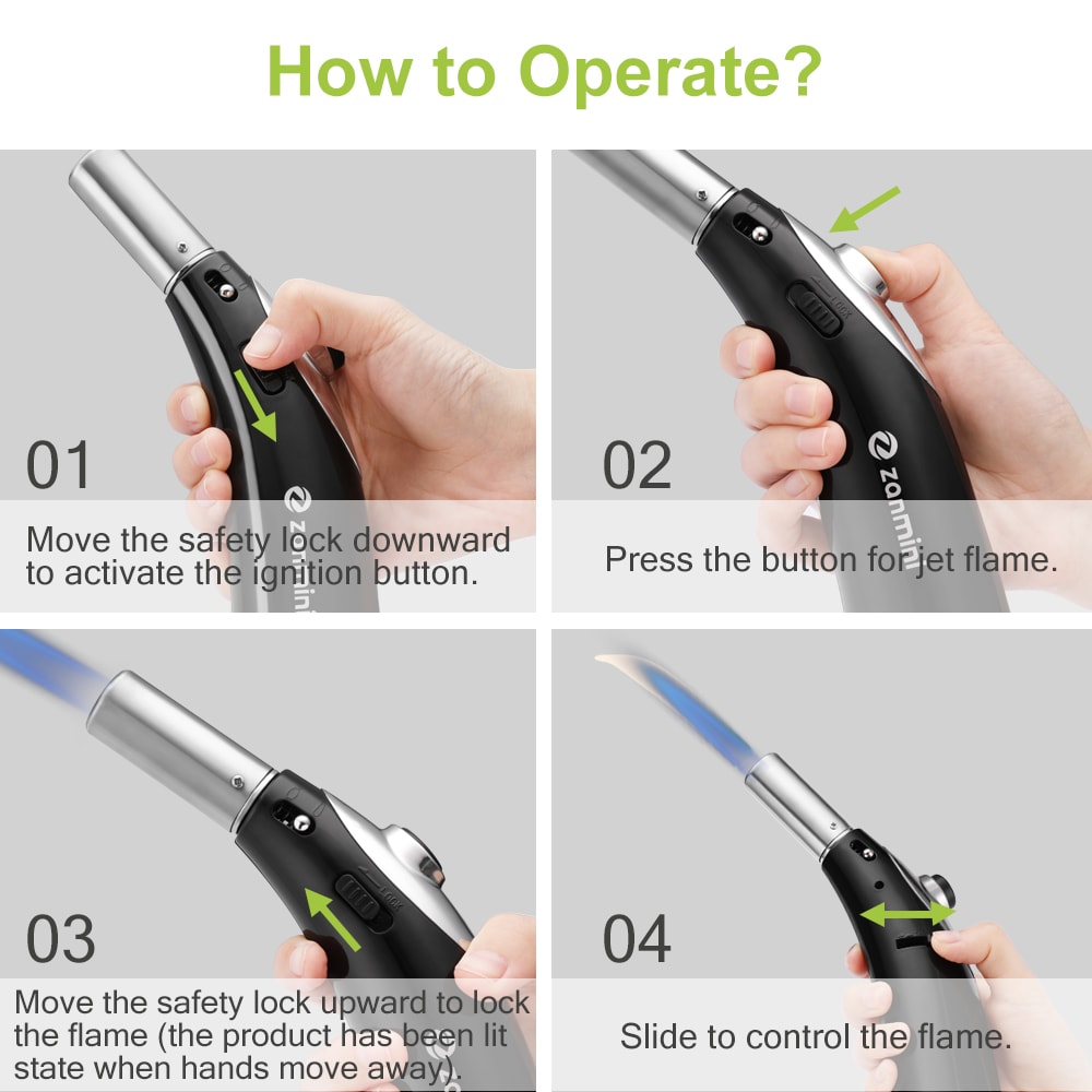 zanmini GF - 922 Multipurpose Refillable Butane Micro Torch- Black