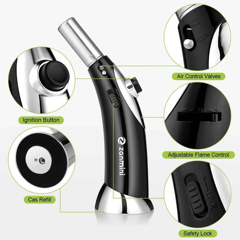 zanmini GF - 922 Multipurpose Refillable Butane Micro Torch- Black