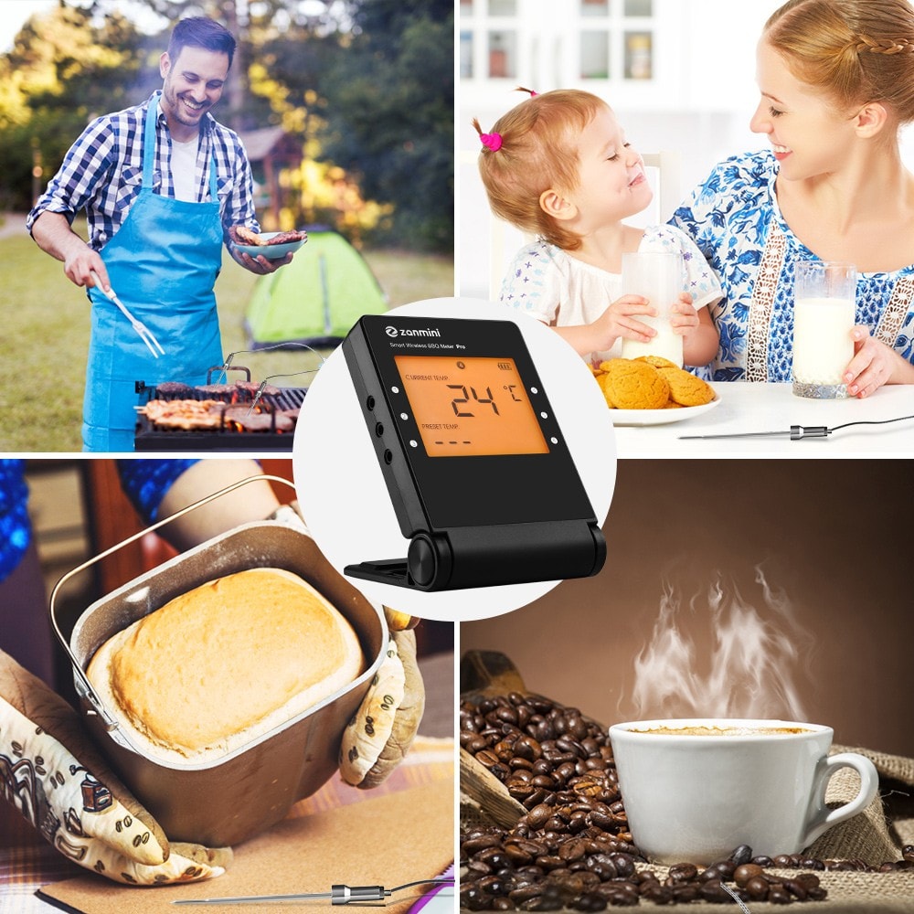 zanmini Pro - 04 Wireless BBQ Thermometer- Black