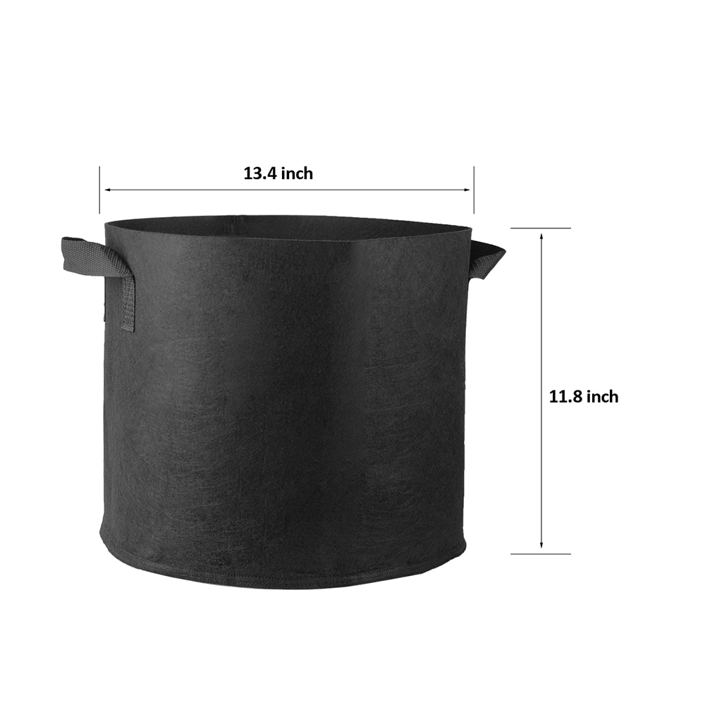 ZETOM Grow Bags, 5 Gallon Thickened Nonwoven Fabric Pots Nursery Garden Pots with Handles Plant Container 2-Pack- Black