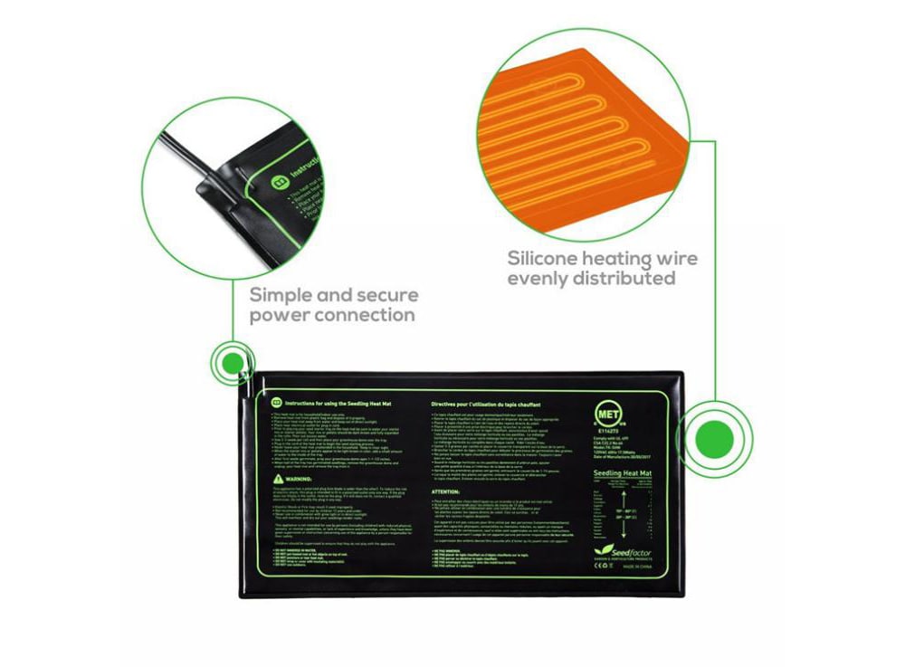 Small Grass Plant Nursery Silicone Heating Pad- Black UK Plug