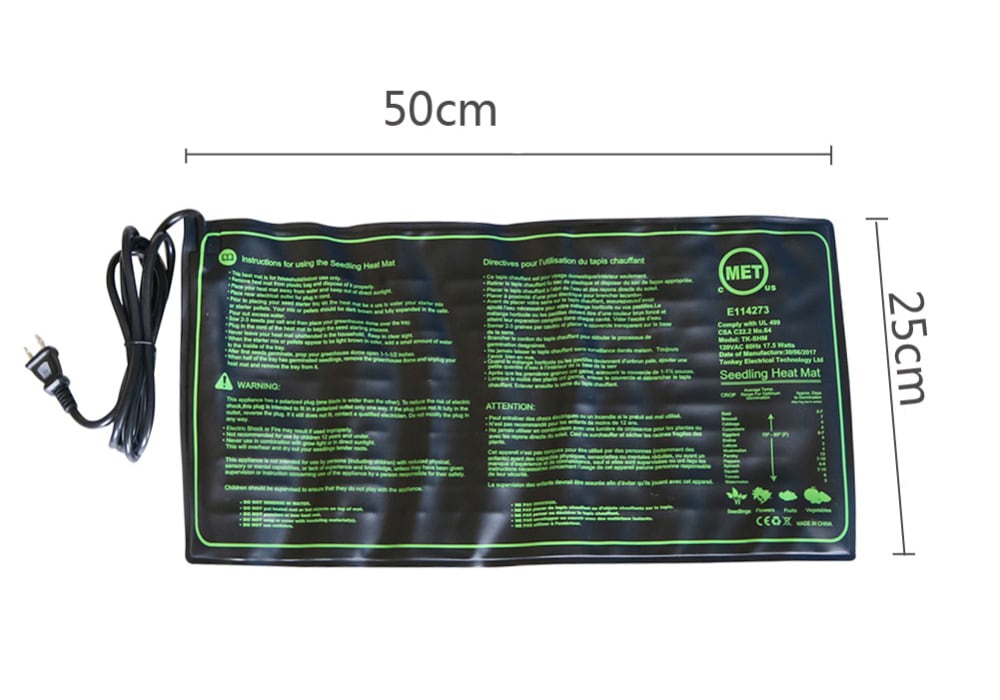 Small Grass Plant Nursery Silicone Heating Pad- Black UK Plug
