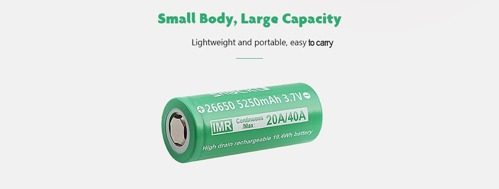 Shockli IMR 26650 5250mAh 3.7V Rechargeable Battery Flat Top 2pcs- Shamrock Green