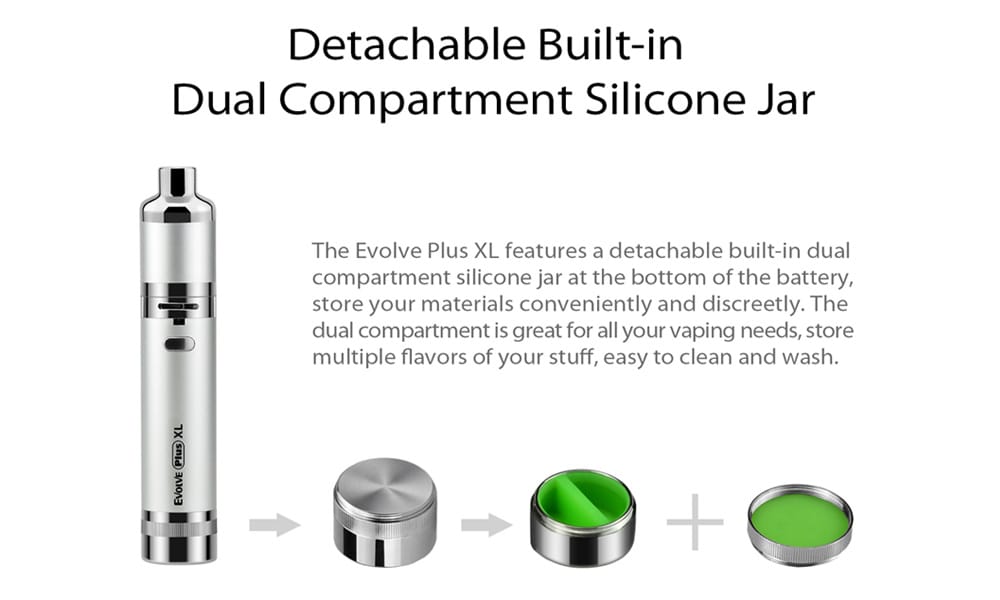 Yocan Evolve Plus XL Wax Vape Pen Kit with 1400mAh / 0.375 ohm for E Cigarette- Silver