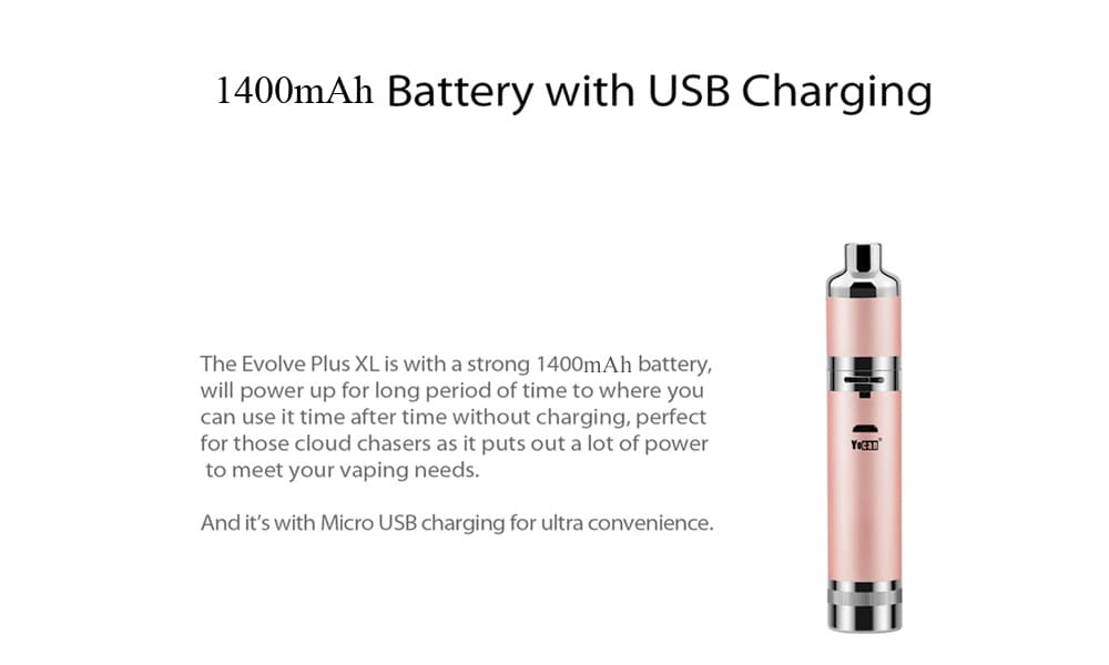 Yocan Evolve Plus XL Wax Vape Pen Kit with 1400mAh / 0.375 ohm for E Cigarette- Silver