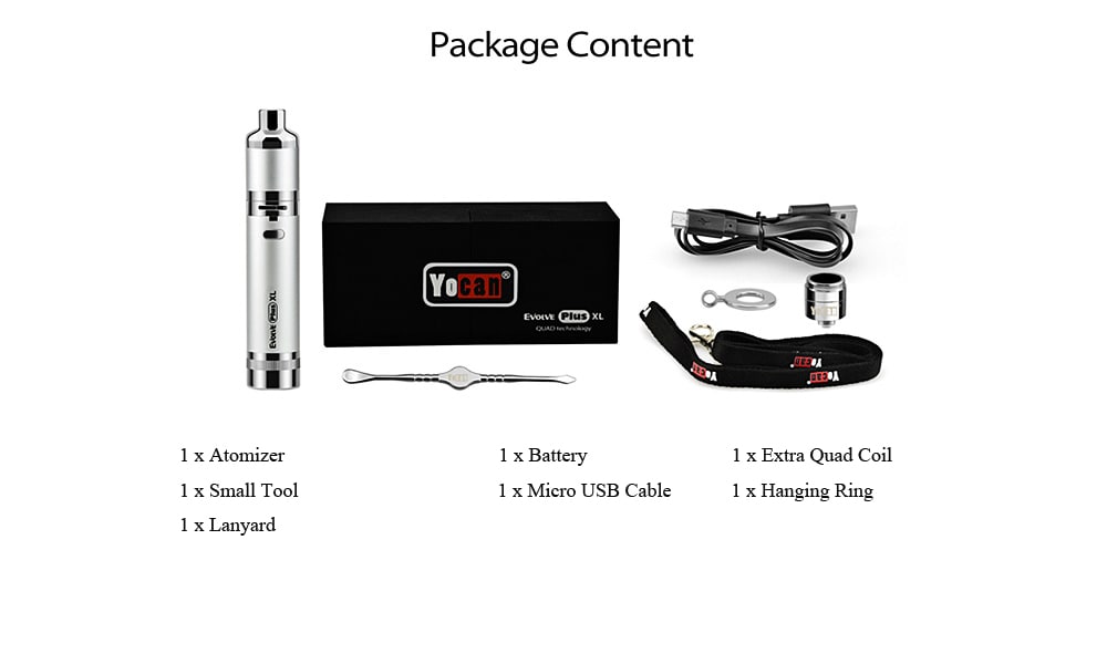 Yocan Evolve Plus XL Wax Vape Pen Kit with 1400mAh / 0.375 ohm for E Cigarette- Silver