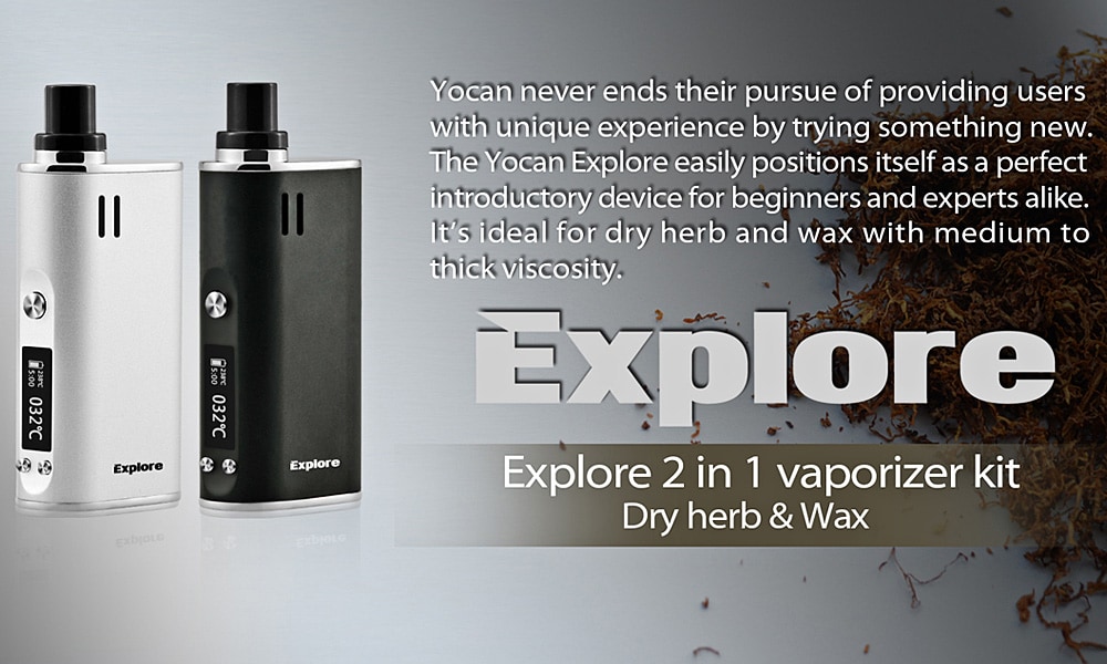 Yocan Explore Wax and Dry Herb 2-in-1 Vaporizer Kit with 2600mAh / 200 - 460F for E Cigarette- Black