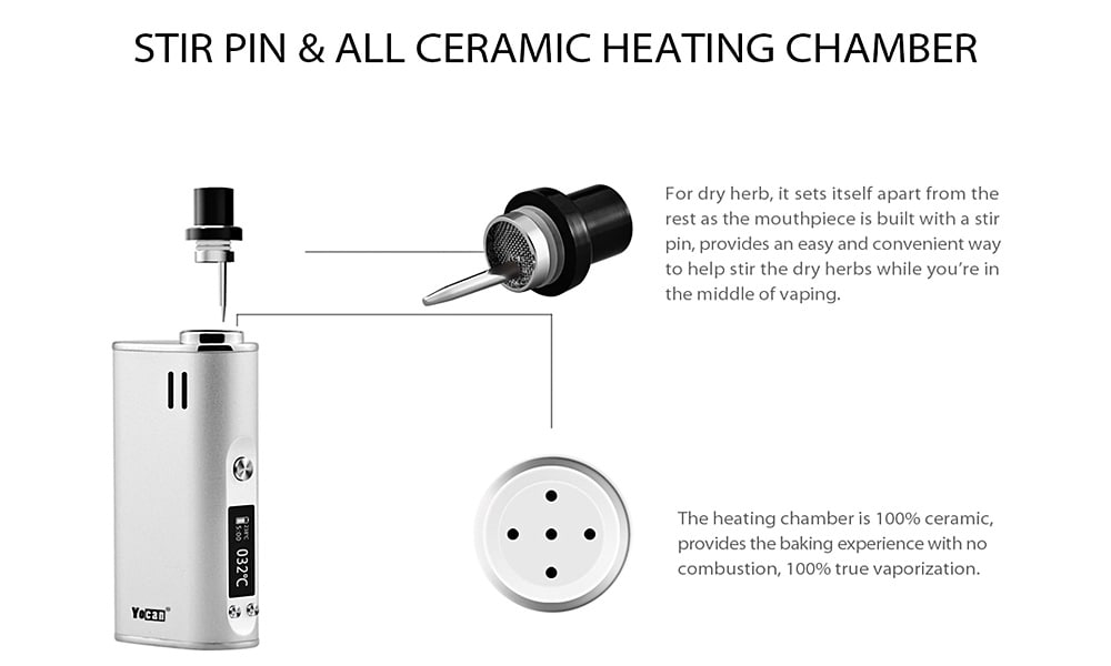 Yocan Explore Wax and Dry Herb 2-in-1 Vaporizer Kit with 2600mAh / 200 - 460F for E Cigarette- Black