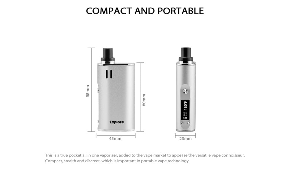 Yocan Explore Wax and Dry Herb 2-in-1 Vaporizer Kit with 2600mAh / 200 - 460F for E Cigarette- Black