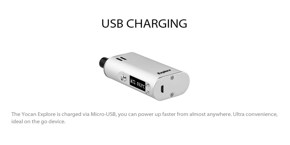 Yocan Explore Wax and Dry Herb 2-in-1 Vaporizer Kit with 2600mAh / 200 - 460F for E Cigarette- Black