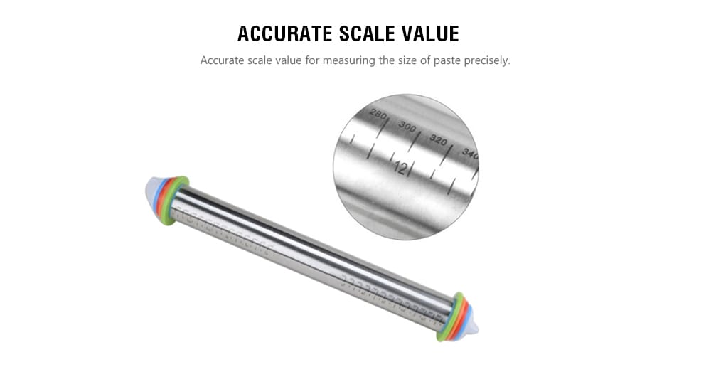 Adjustable Paste Thickness Rolling Pin with Scale Value- Silver
