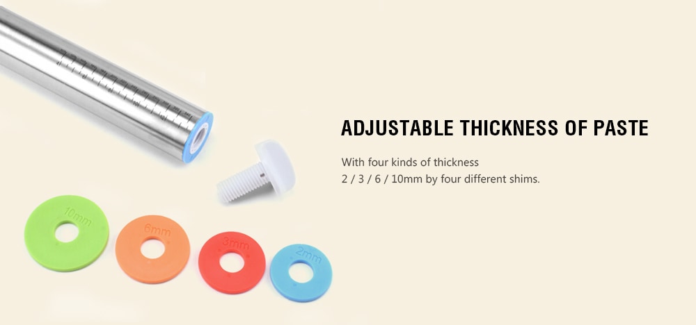 Adjustable Paste Thickness Rolling Pin with Scale Value- Silver