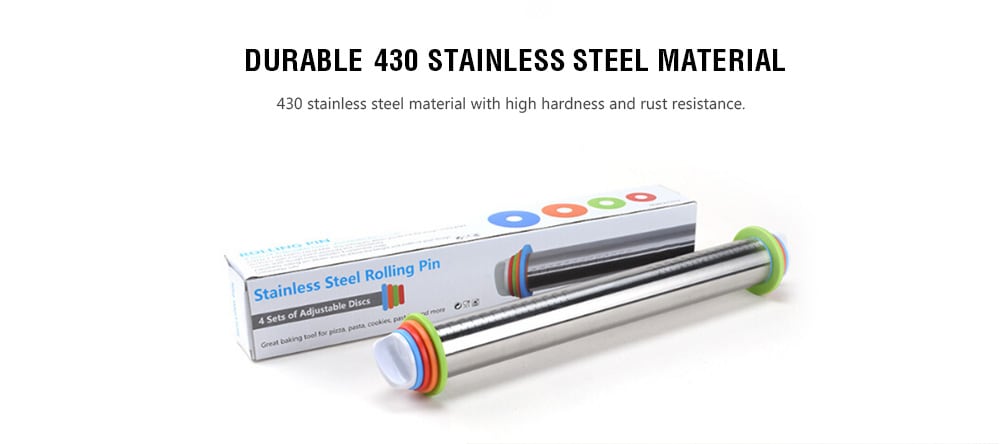 Adjustable Paste Thickness Rolling Pin with Scale Value- Silver