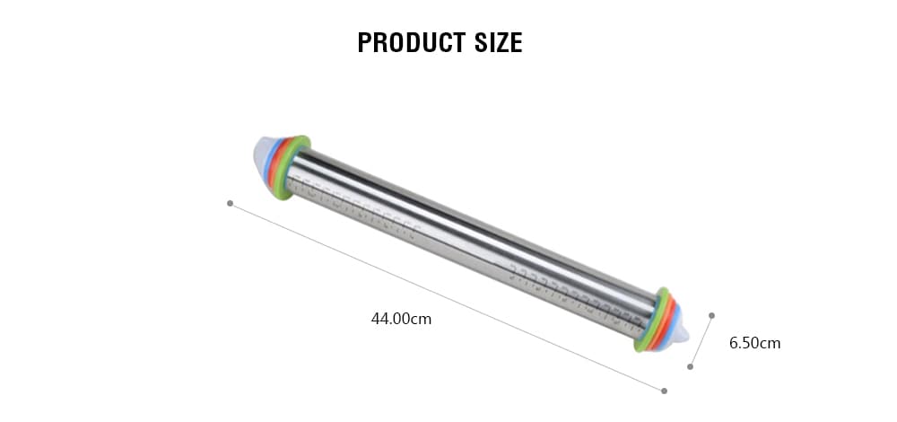 Adjustable Paste Thickness Rolling Pin with Scale Value- Silver