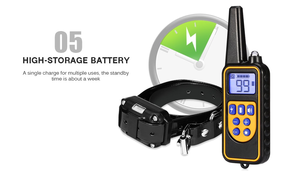 800m Waterproof Rechargeable Remote Control Dog Electric Training Collar with 2 Receivers- Black EU