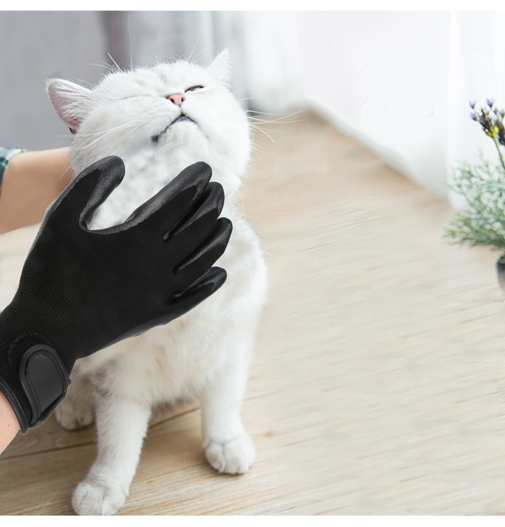 Pet Dog Cat Grooming Shower Massage Gloves- Black