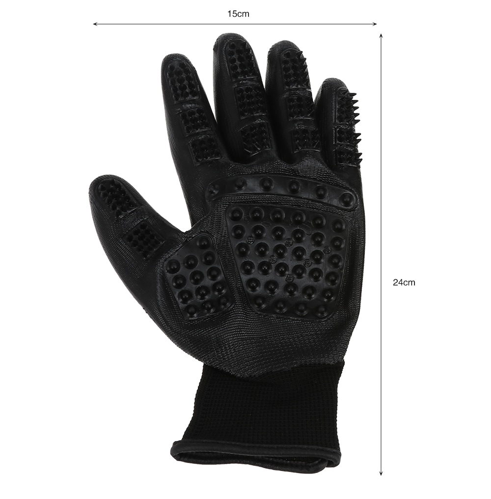 Pet Dog Cat Grooming Shower Massage Gloves- Black