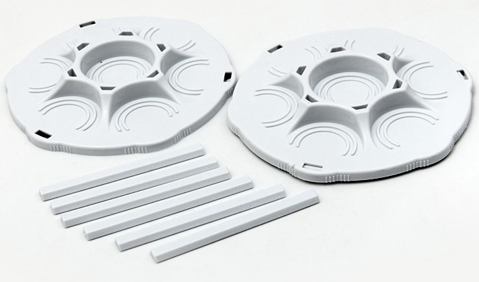 Practical Two-Tier Food and Beverage Can Carousel Rotating Pot Holder Rack- Milk white