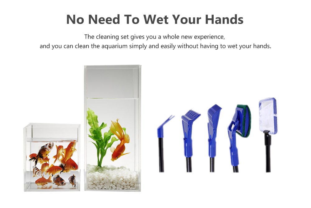 Plastic Aquarium Cleaning Tool 5-in-1 Set - Blueberry Blue