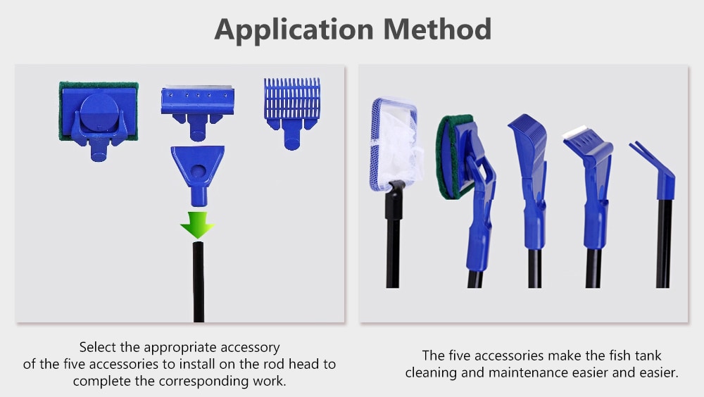 Plastic Aquarium Cleaning Tool 5-in-1 Set - Blueberry Blue