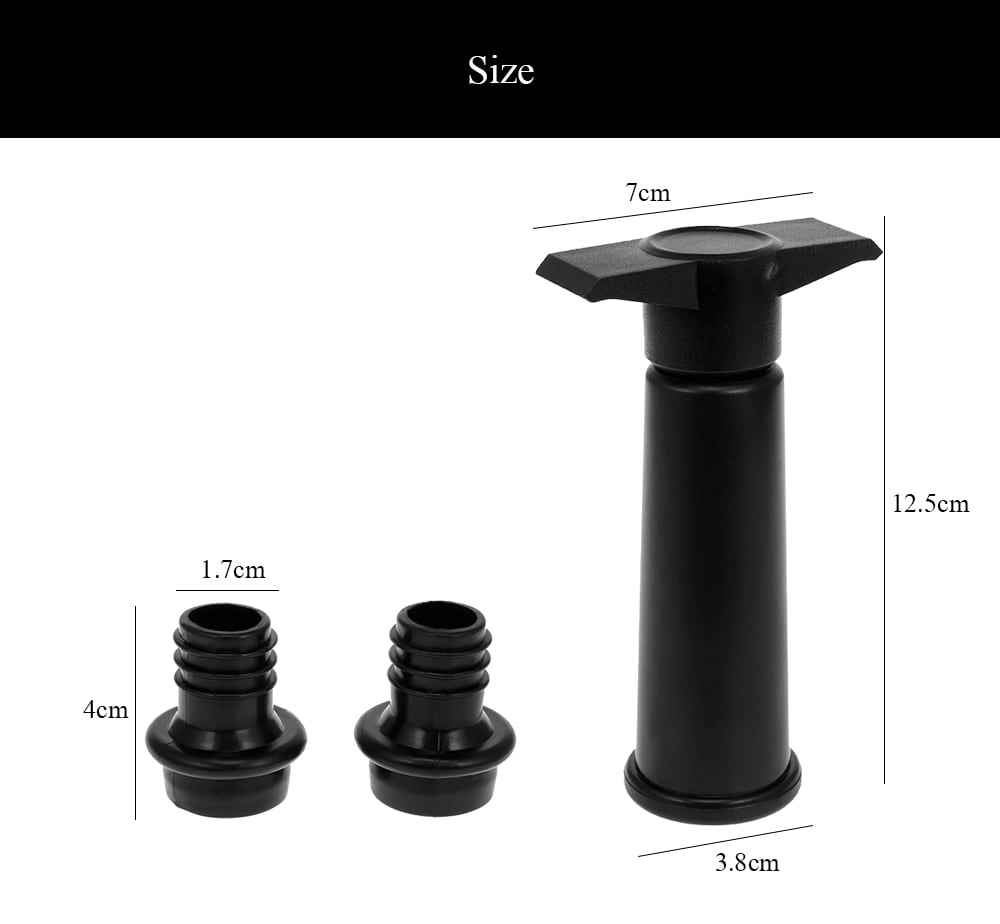 Silicone Vacuum Wine Bottle Stopper- Black