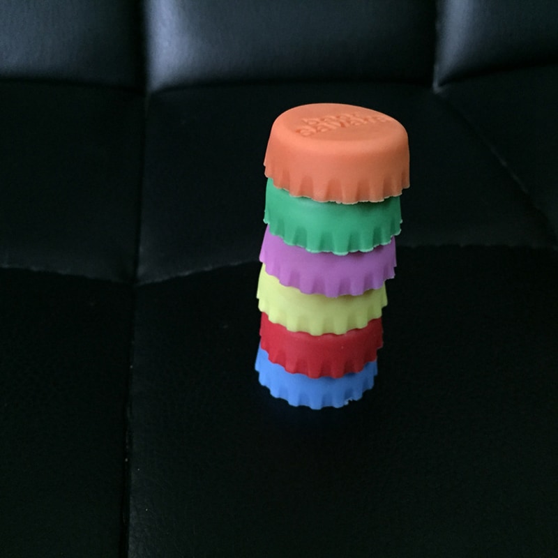 WS 3cm Beer Bottle Cap Silicone Colorful Wine Stoppers Leak Sealers 6PCS / Set - Colormix