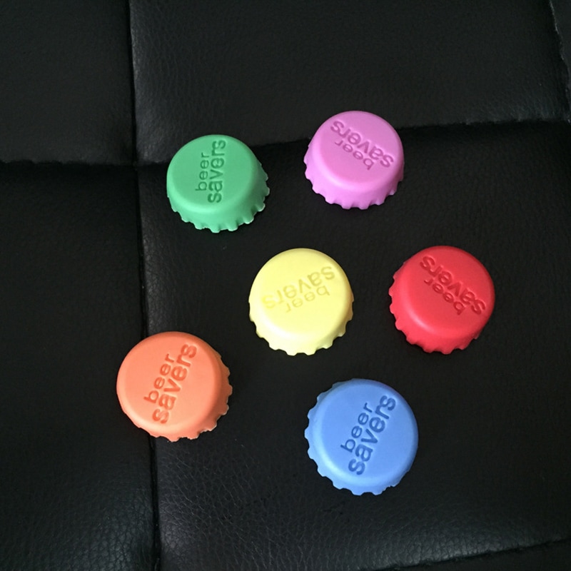 WS 3cm Beer Bottle Cap Silicone Colorful Wine Stoppers Leak Sealers 6PCS / Set - Colormix