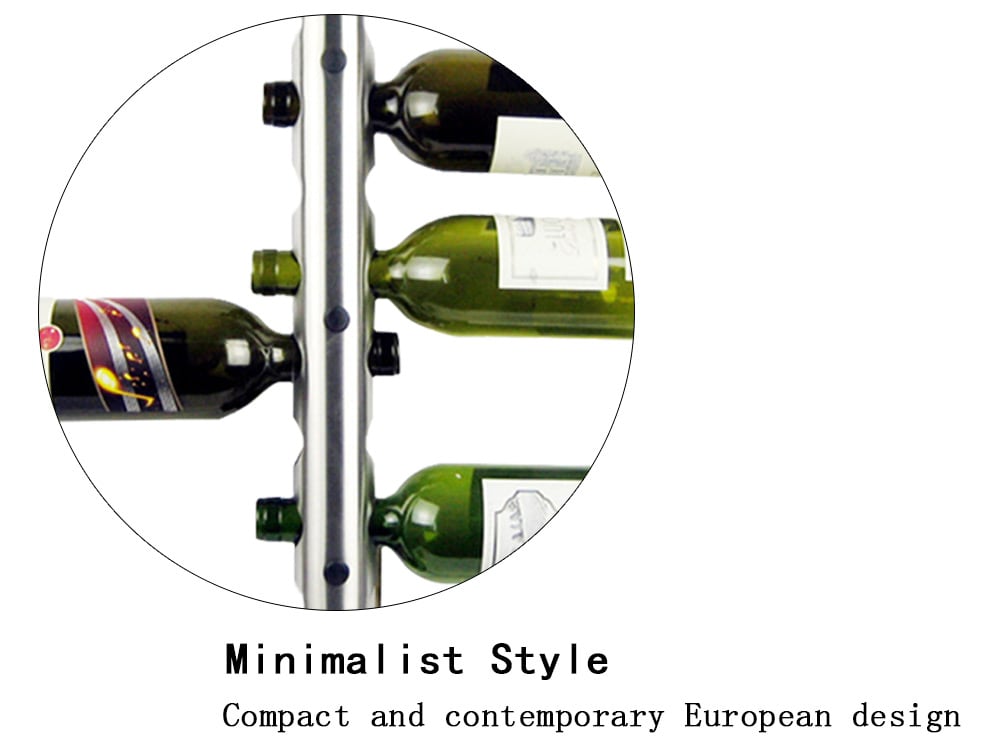 Creative Wine Rack Holder 8 Holes Home Bar Wall Vertical Wine Bottle Stand- Silver