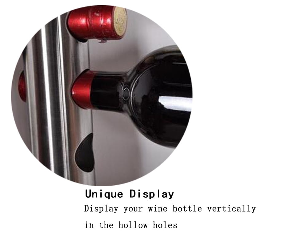 Creative Wine Rack Holder 8 Holes Home Bar Wall Vertical Wine Bottle Stand- Silver
