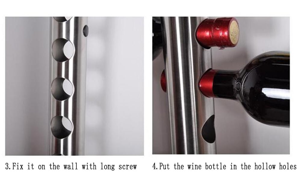 Creative Wine Rack Holder 8 Holes Home Bar Wall Vertical Wine Bottle Stand- Silver