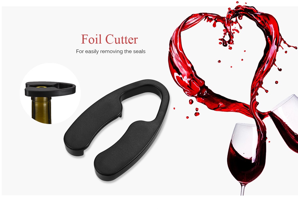 SW - WG07P Air Pressure Bottle Opener Wine Accessory Tool Kit with Liquor Pourer / Foil Cutter / Vacuum Stopper- Black