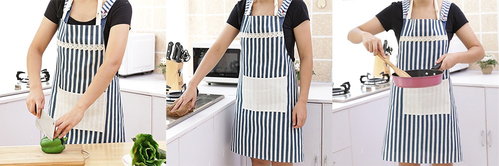 Fashion Cotton Oil Proof Durable Comfortable Apron- Blue