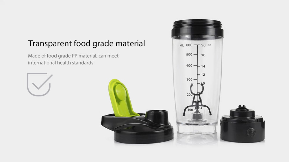 Portable Protein Shaker Bottle Automatic Mixing Cup Self Stirring Mug 600ml- Black and Blue