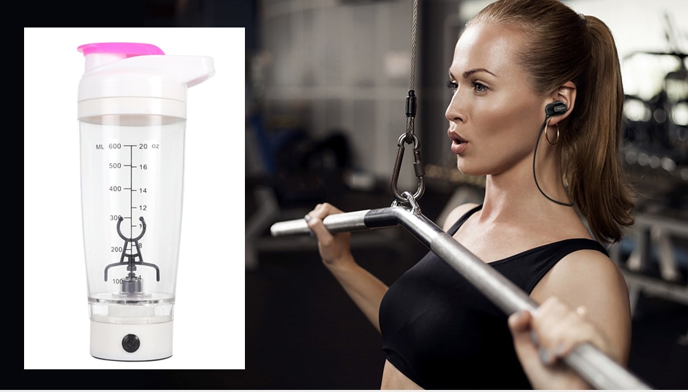 Portable Protein Shaker Bottle Automatic Mixing Cup Self Stirring Mug 600ml- Black and Blue