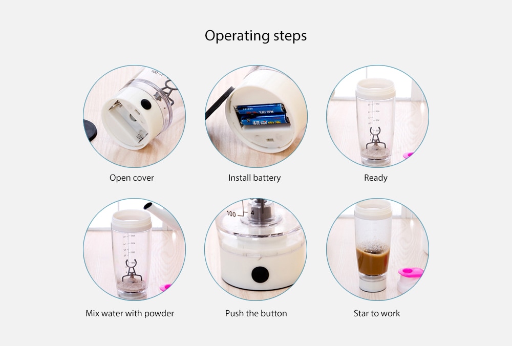 Portable Protein Shaker Bottle Automatic Mixing Cup Self Stirring Mug 600ml- Black and Blue