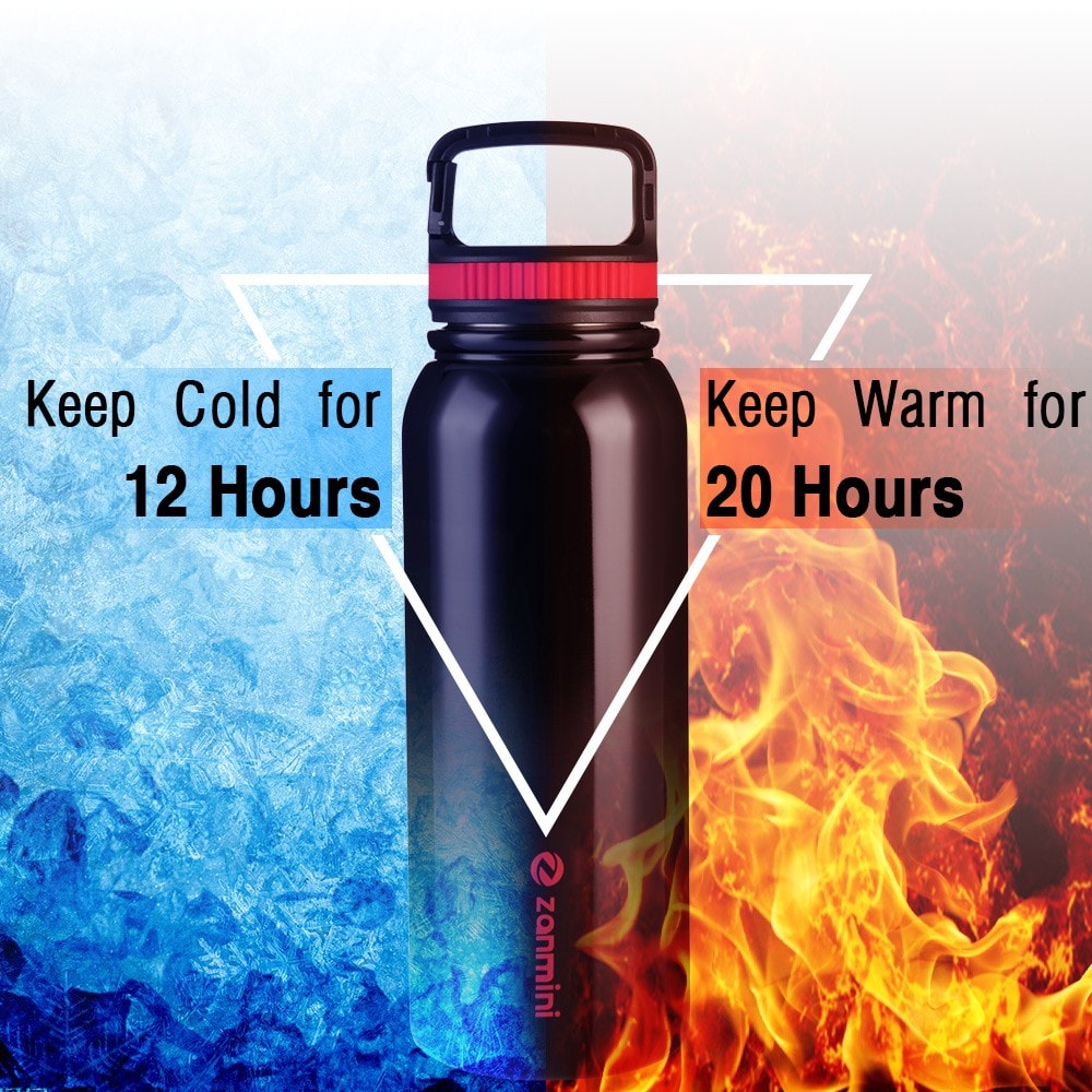 zanmini BZ12 - 1000 Multifunctional Sport Water Bottle 1000ML - Black