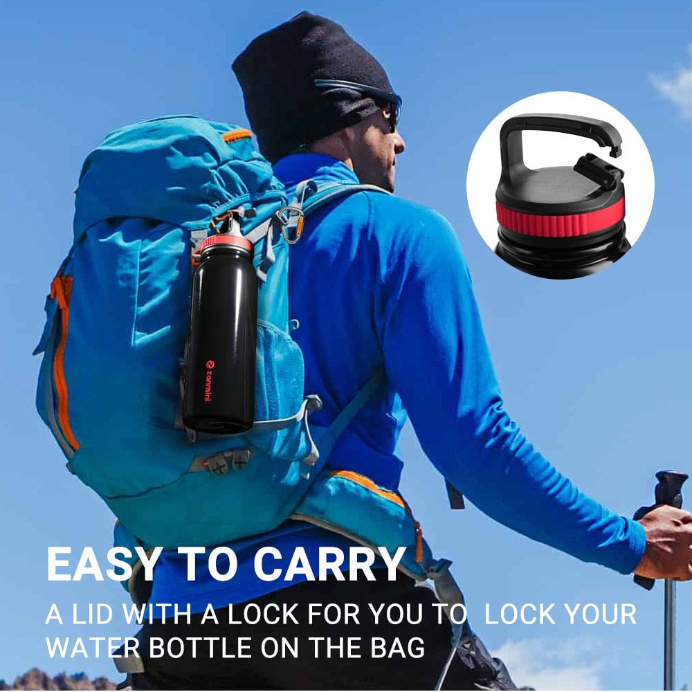 zanmini BZ12 - 1000 Multifunctional Sport Water Bottle 1000ML - Black