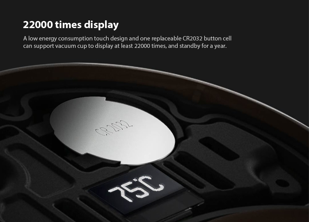 Simple Stainless Steel Intelligent Thermal Vacuum Water Bottle- White