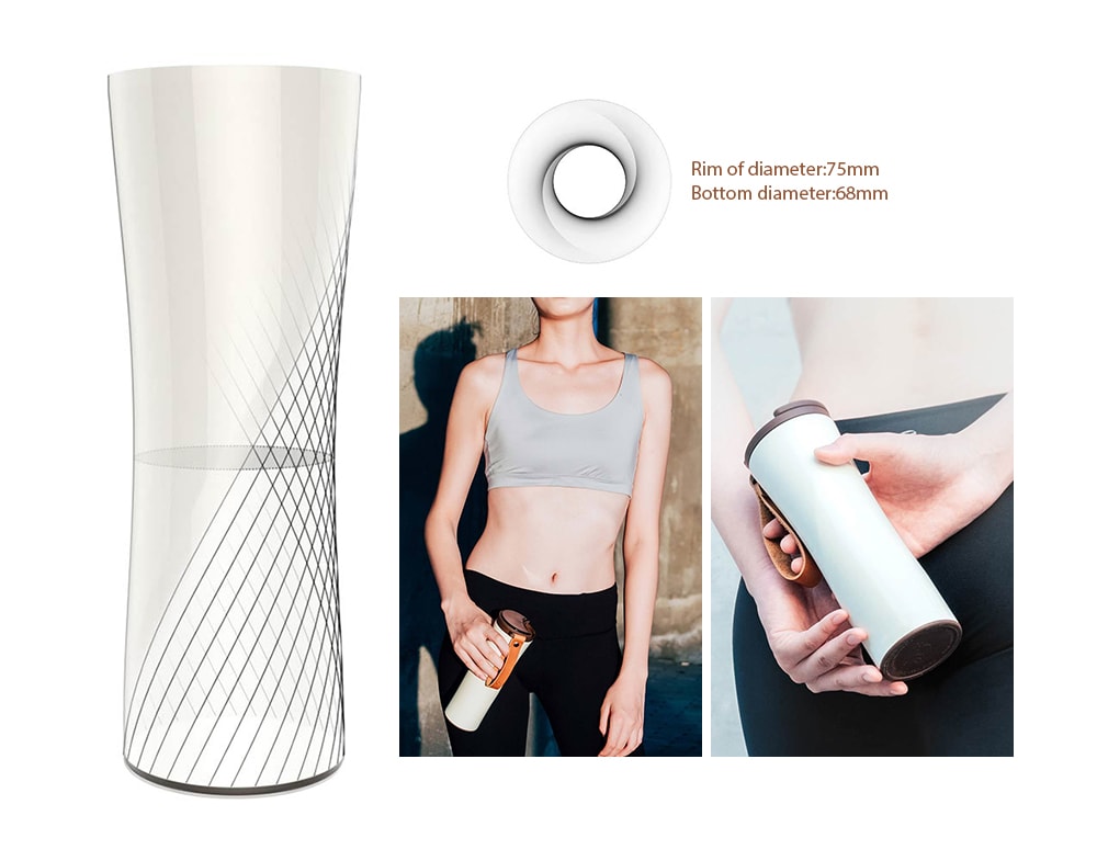 Simple Stainless Steel Intelligent Thermal Vacuum Water Bottle- White