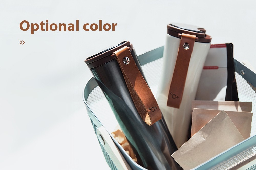 Simple Stainless Steel Intelligent Thermal Vacuum Water Bottle- White