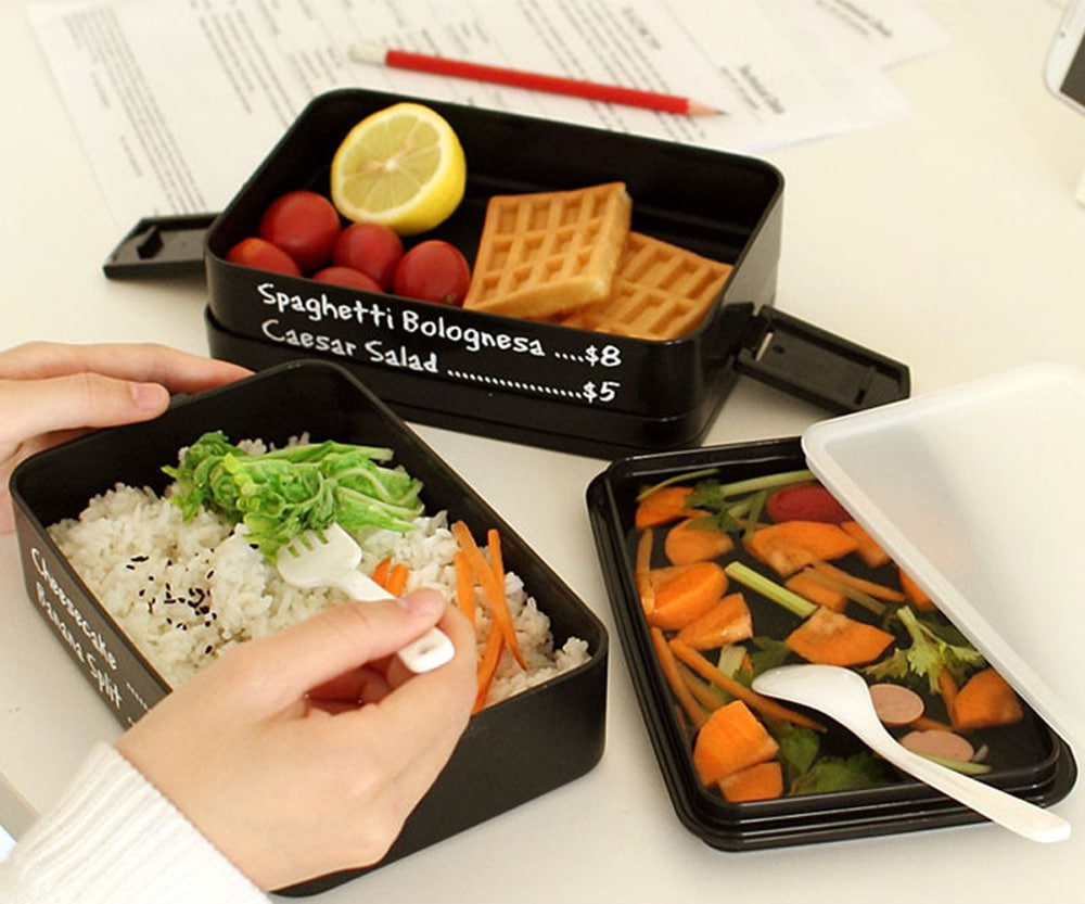 Protable Three-layer Rectangle Lunch Box Eco-friendly Bento Container- Green