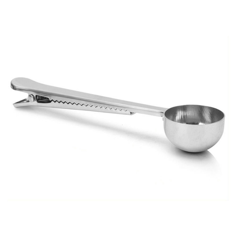 Stainless Steel Coffee Ice Cream Spoon with Clip- Silver