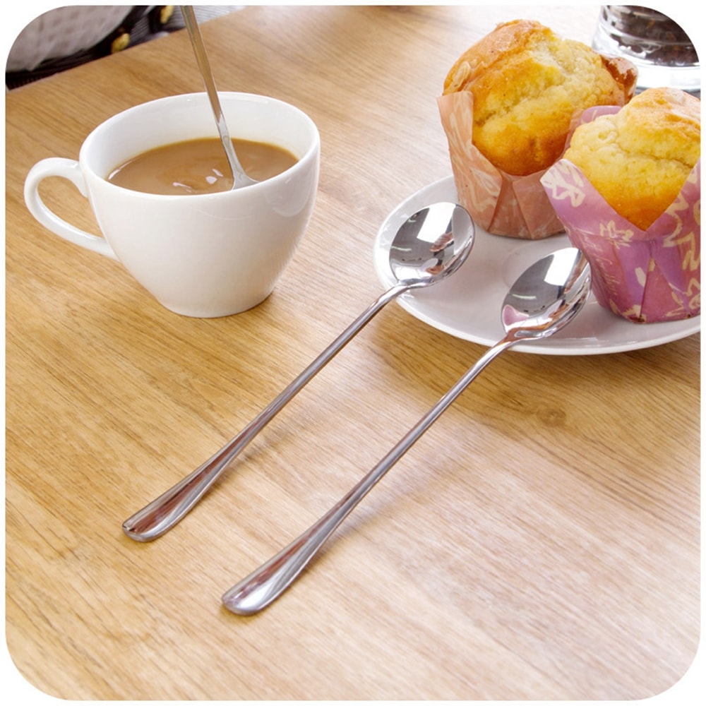 Stainless Steel Long Handled Spoon- SilverMirror Oval