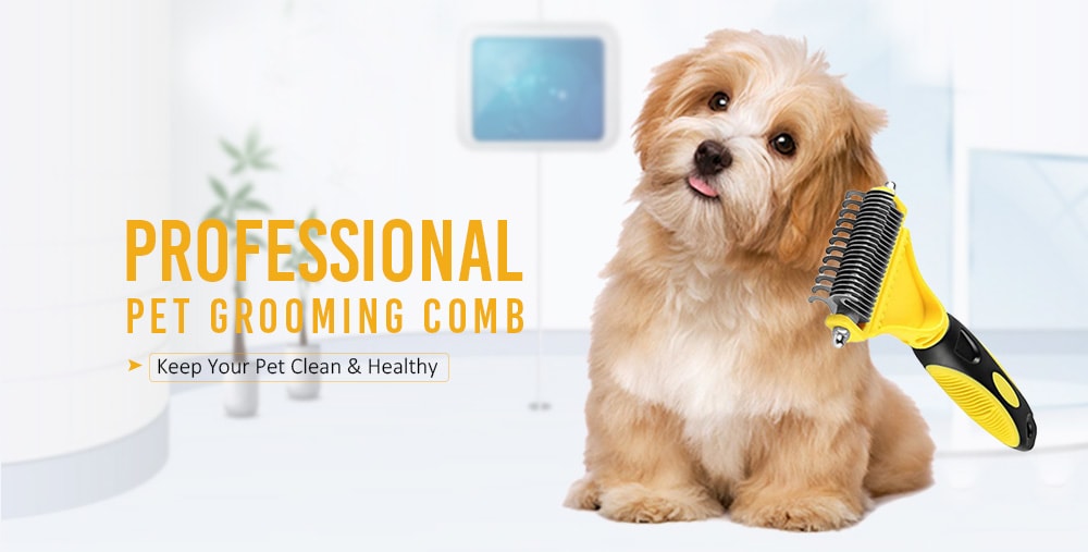 Pet Double-sided Open Comb Hair Removal Grooming Tool- Yellow