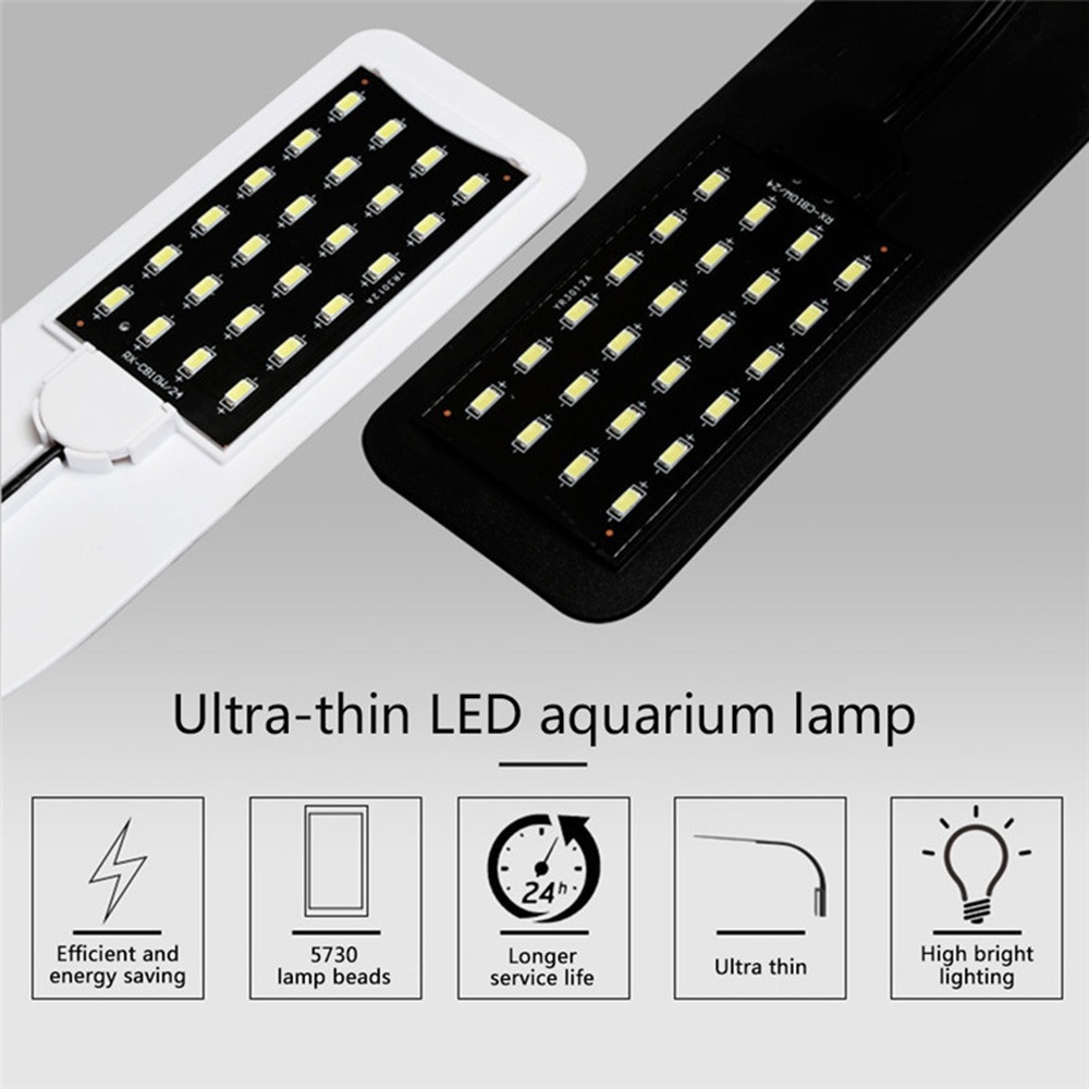 X5 Minimalism 24-LED10W Ultra-thin Fish Tank Clip Light- White White Light