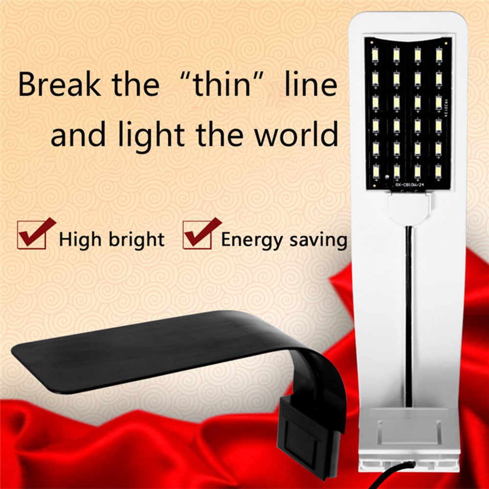 X5 Minimalism 24-LED10W Ultra-thin Fish Tank Clip Light- White White Light